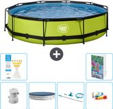 EXIT Toys EXIT Rond Lime Frame Zwembad - 360 x 76 cm - Inclusief Pomp - Afdekzeil - Schoonmaakset - Speelgoed - 7-delig