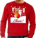Bellatio Decorations Shoppartners Bv Foute kersttrui cheers met dronken kerstman rood voor heren M