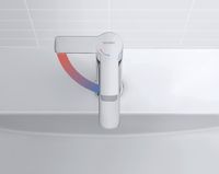 Duravit D-Code ééngreeps wastafelmengkraan S, met trekstang FreshStart, MinusFlow chroom hgl, DC1013001010