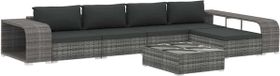 vidaXL 8-delige loungeset met kussens, poly rattan, grijs