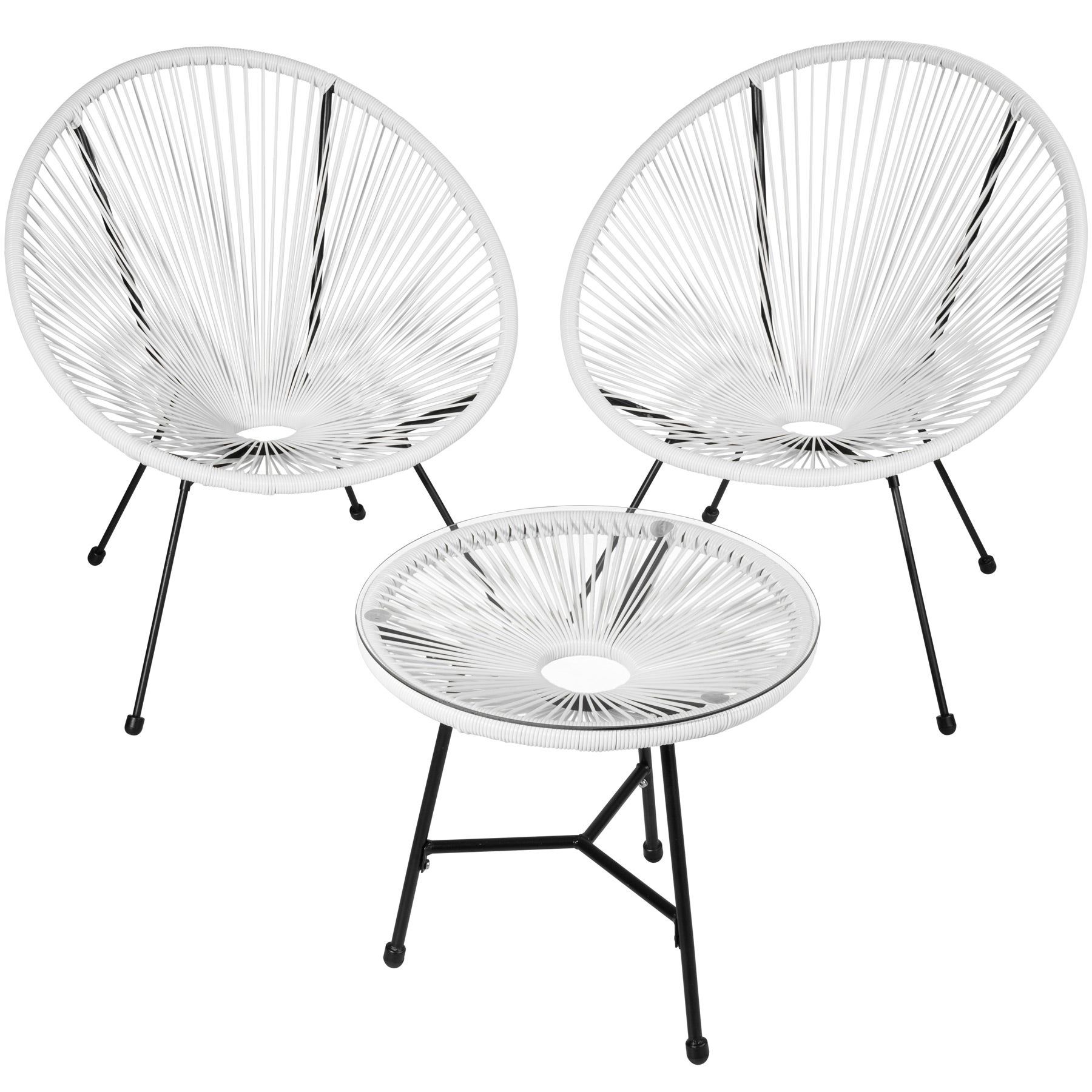 Tectake Tuinmeubel-bistroset - 2 stoelen en 1 tafel - Wit
