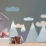 Ambiance Sticker Muurstickers voor kinderen - Babykamerdecoratie - Gigantische muursticker voor kinderen, Scandinavische bergen, JENKA - 70x105cm