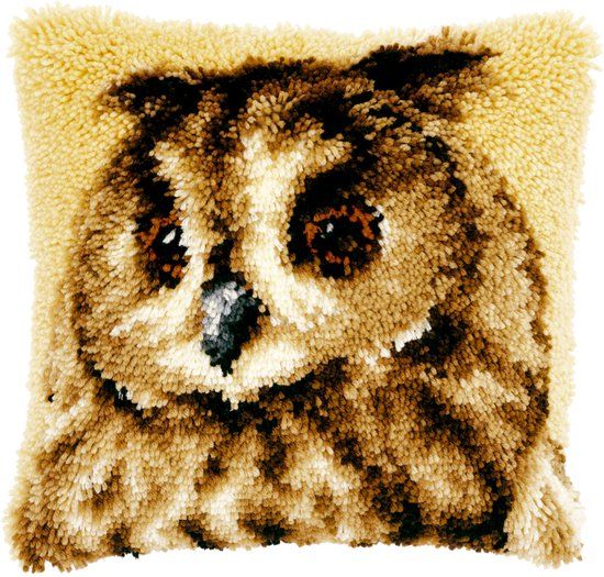 Vervaco Knoopkussen kit - Sepia - Bruine uil - 40 x 40 cm