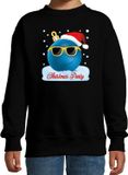 Bellatio Decorations Foute kersttrui / sweater Christmas party coole / stoere kerstbal - zwart voor jongens - kerstkleding / christmas outfit 122/128