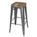 Bolero Stalen Barkruk met Houten Zitting - Grijs (4 stuks)