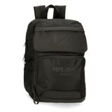 Pepe Jeans Bromley Laptoprugzak, zwart, 25 x 36 x 10 cm, polyester, 9 l, Zwart, Eén maat, laptoprugzak