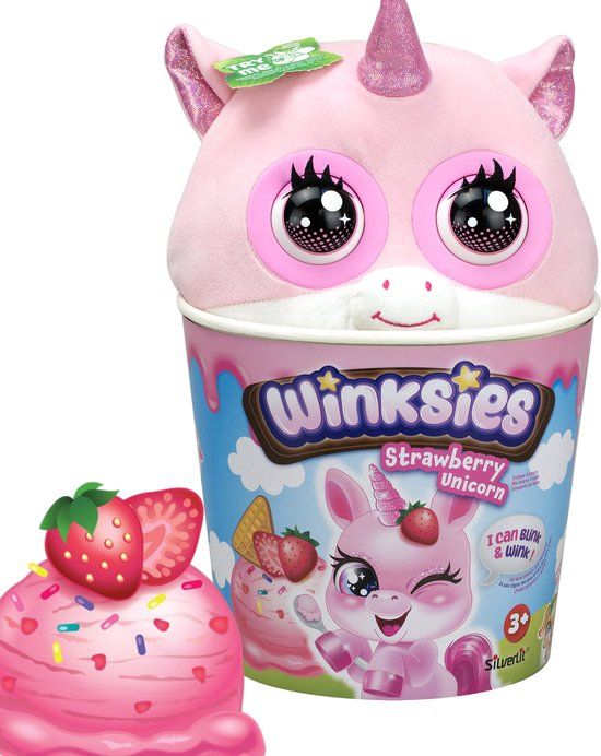 Top1Toys Silverlit Winksies Strawberry Unicorn - Interactieve knuffel in een ijsbeker