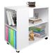 Bakaji Lage boekenplank met 5 planken met wieltjes van melaminehout, zijtafel, modern design voor woonkamer, huis of kantoor (wit)