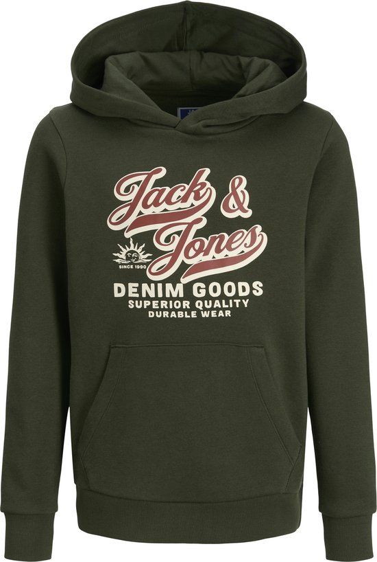 Jack & Jones Logo Hoodie Junior - Maat 152 - Donkergroen