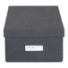 Bigso Box of Sweden KARIN Kleine opbergdoos met deksel, stabiele organizer van vezelplaat en papier in linnenlook, praktische vouwbox met etiketframe voor extra opbergruimte, zwart