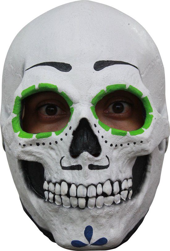 Vegaoo Masker skelet met groene oogkringen Halloween - Verkleedmasker - One size