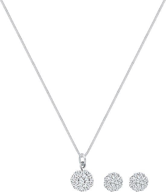 Elli Sieraden Set Dames - 925 Sterling Zilver - Ketting met Kristal - Wit