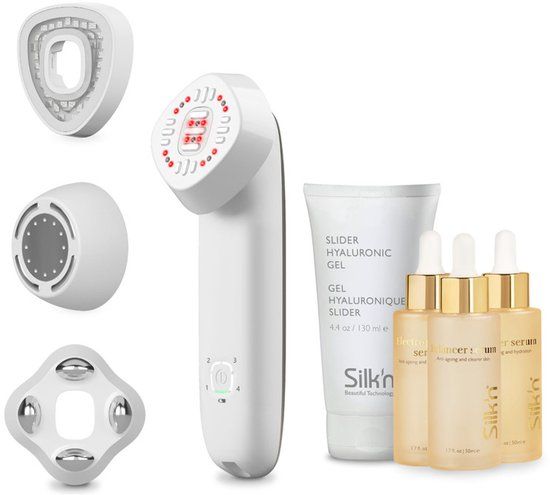 Silk'n Huidverjonging Maximizer Kit - Promo pack: huidverjoningsapparaat gezicht met 3 serums en 2 extra koppen - Voor strakke huid met minder rimpels - Gezichtsmassage - Anti-aging LED- en infraroodtechnologie - FaceTite Multiplatform