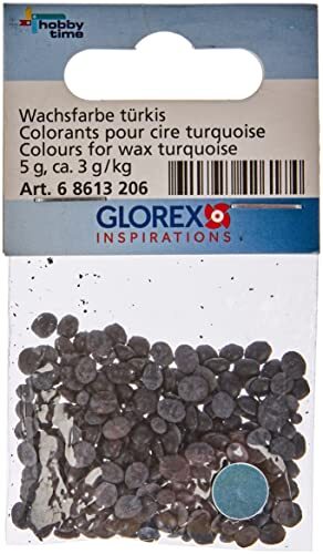 Glorex 6 8613 206 - waxkleur turquoise, in pastilvorm 5 g, sterk geconcentreerde kwaliteit, voor het kleuren van kaarswas en kaarsgel bij het maken van kaarsen