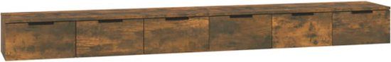 vidaXL Wandkasten - 2 st - 102x30x20 cm - Bewerkt hout - Gerookt eikenkleurig