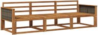 vidaXL - Chaise longue loungeset - 3-zits - Naturel - Massief Acacia Hout