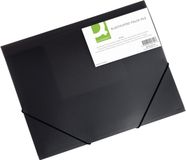 Q-CONNECT elastomap, A4, 3 kleppen en elastieken, transparant PP, zwart 24 stuks