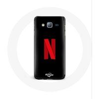 Maniacase Hoesje voor Samsung Galaxy J5 Netflix Logo rood zwarte achtergrond