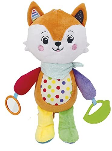 Clementoni - Happy Fox-pluche pasgeborenen, speelgoed voor kinderen 0-36 maanden-100% wasbaar, meerkleurig, 17792