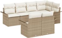 vidaXL Tuinbank Set 7-delig Beige Polyrotan