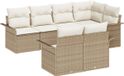 vidaXL Tuinbank Set 7-delig Beige Polyrotan