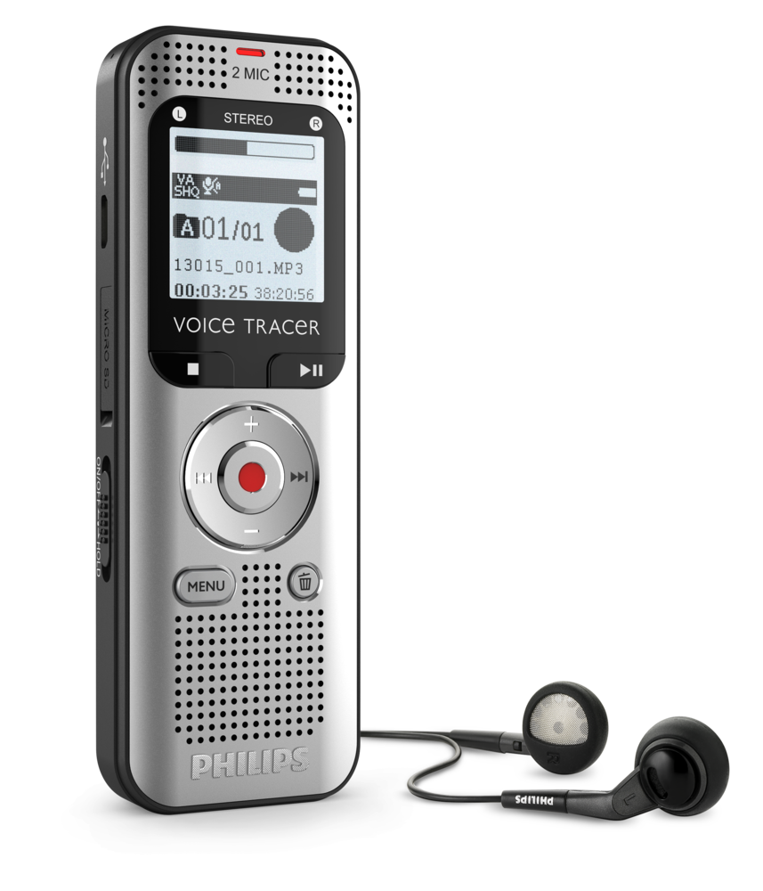 Philips VoiceTracer DVT2010 - Digitale audio-recorder - Zwart, Aluminium