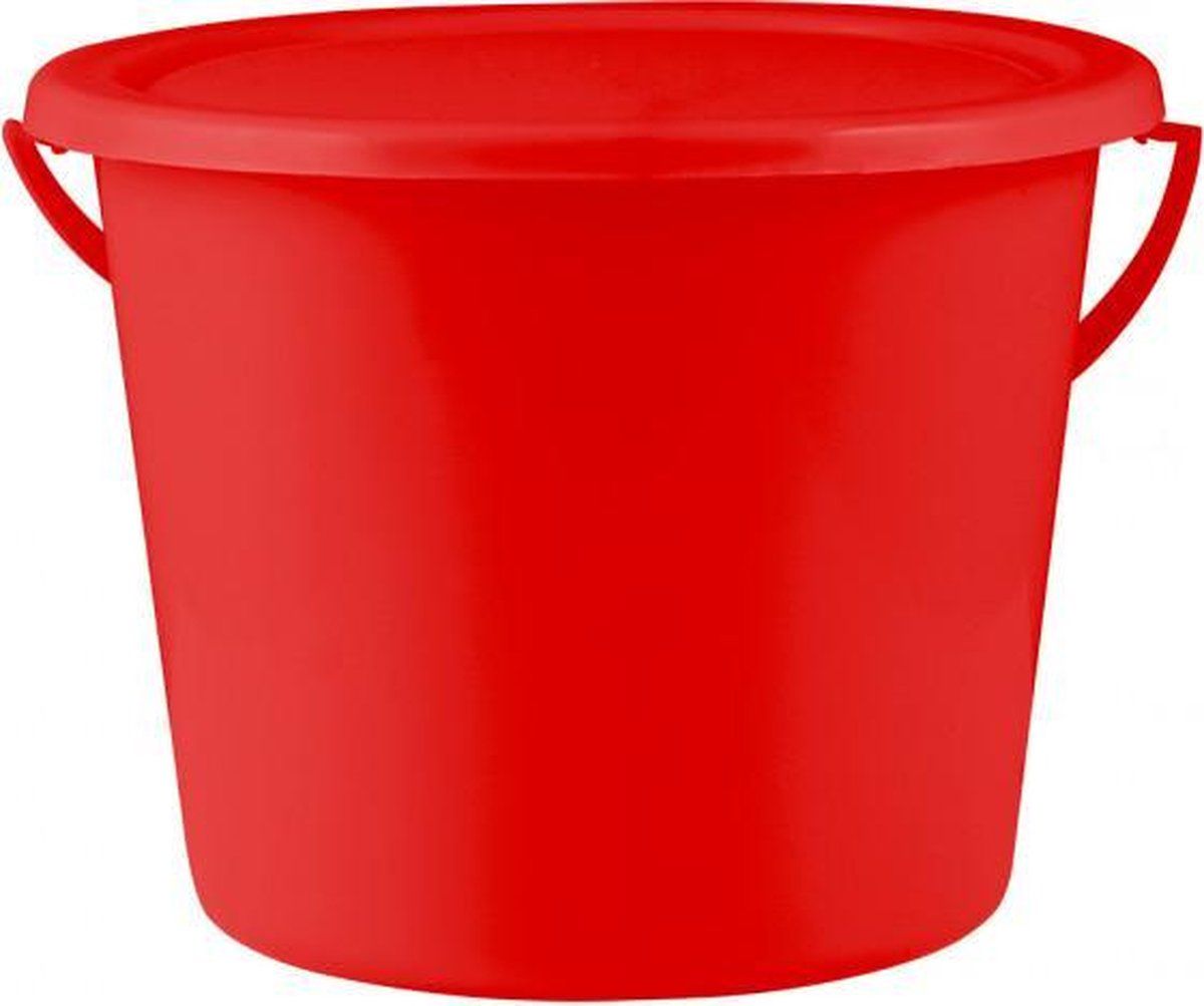 PFIFF Gevulde poetsemmer met deksel rood