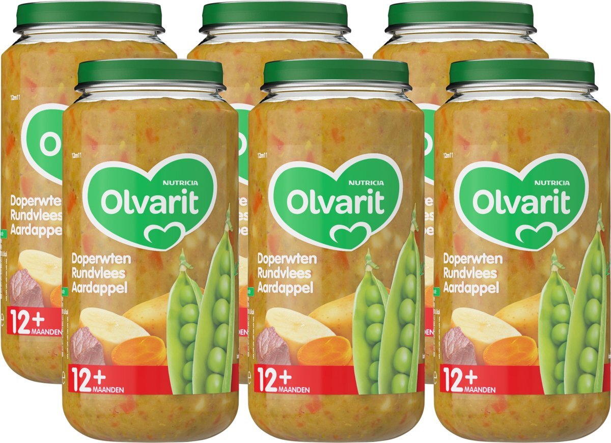 Olvarit 12 maanden - doperwten rundvlees aardappel - 6x250g