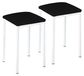 Chaises de cuisine, carrées, similicuir, noir, set de 2
