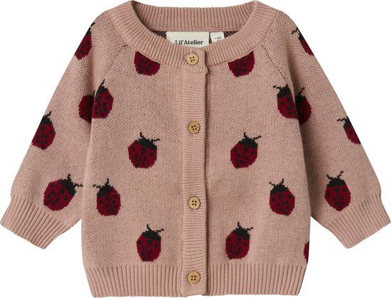 LIL' ATELIER NAME IT - NBFLULIO KNIT CARD LIL NOOS - Baby Vest - Roze - Katoen - Maat 80