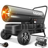MASKO® Canon à air chaud 30kW Diesel 34 Litres Réservoir - Canon à chaleur mobile avec Thermostat 750m³/h incluant Chariot - Anthracite / Noir