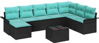 vidaXL Tuinbank Set 9-delig Zwart Polyrotan