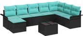vidaXL Tuinbank Set 9-delig Zwart Polyrotan