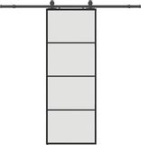 vidaXL Schuifdeur met beslagset 76x205 cm ESG glas zwart