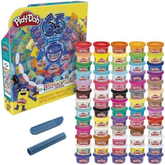 Play-Doh 65 Years Box, pak van 65 potjes van 28 gram boetseerklei in diverse kleuren voor kinderen vanaf 3 jaar