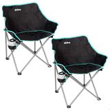 AKTIVE 63125 Opvouwbare campingstoelen, 2 stuks, zwart
