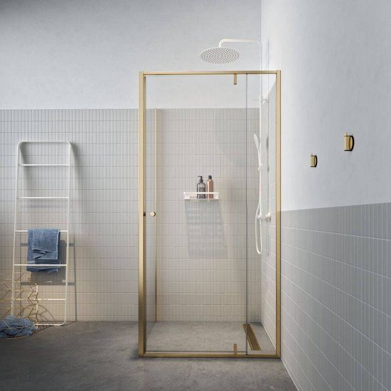 Sealskin Contour Douchecabine - Draaideur - 100x100x200cm - Geborsteld Goud - Antikalk