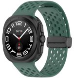 Wigento Samsung Galaxy Watch Ultra 47mm: siliconen horlogeband met magnetische sluiting, donkergroen
