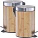 Zeller kleine pedaalemmer - 2x - badkamer/toilet - 3 liter - houtprint - lichtbruin/zilver - 17 x 26 cm