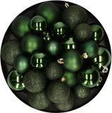 Decoris Kerstballen - 30 stuks - Donkergroen - 4-5-6 cm - Kunststof