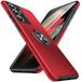 Anqrp Case for Samsung Galaxy S21 Ultra 5G, [Embedded Stand] Heavy Duty Multilayer Ring Protective Case for Samsung Galaxy S21 Ultra (6.8 Inch), Red