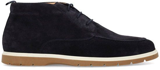 Manfield Heren Donkerblauwe suède veterschoenen Maat 46