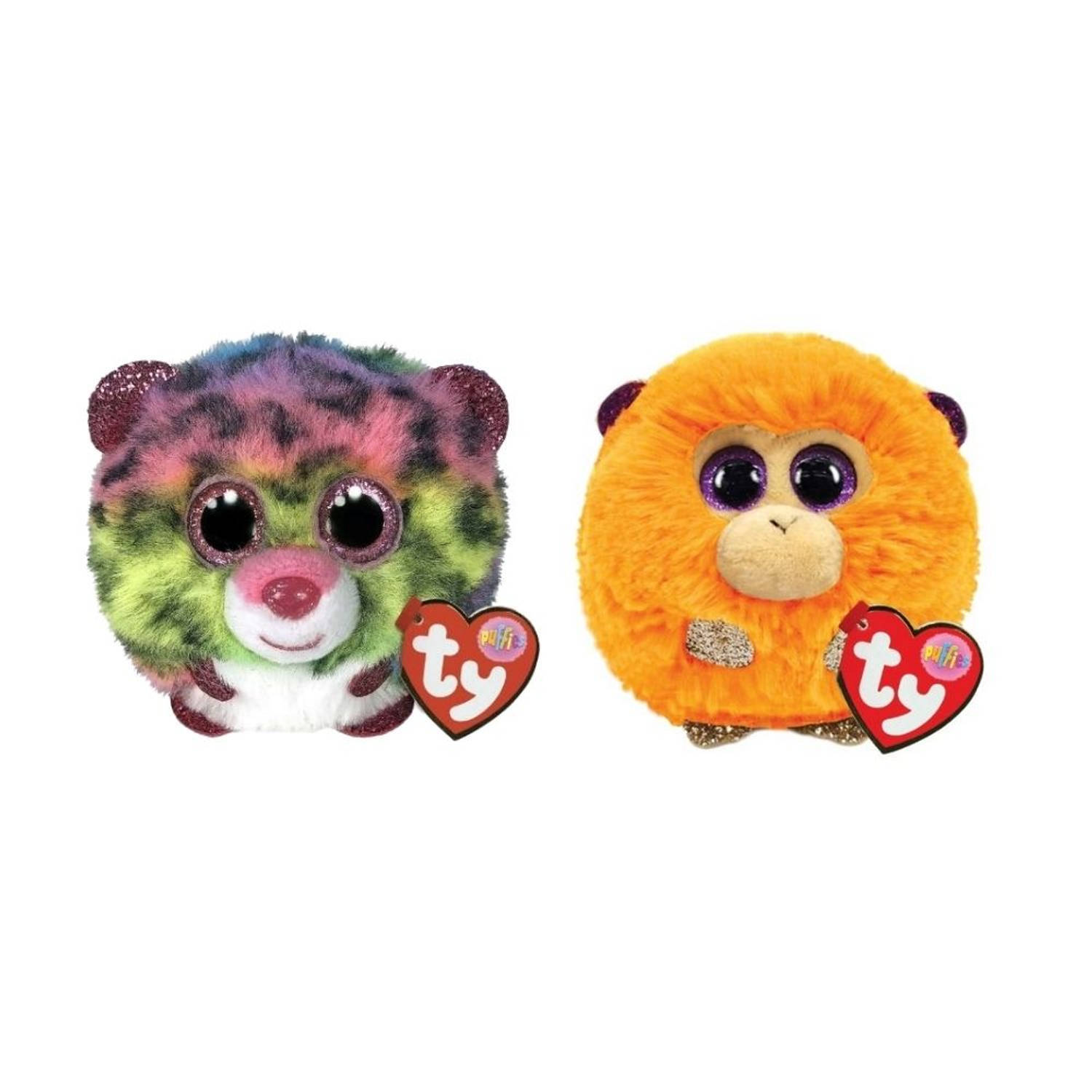 TY - Knuffel - Teeny Puffies - Dotty Leopard & Coconut Monkey