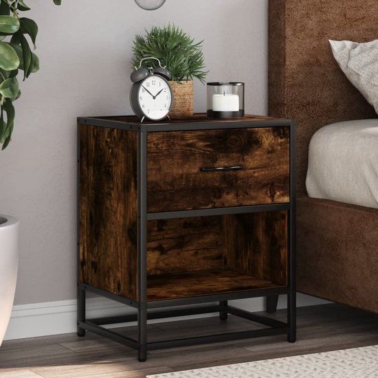 vidaXL Nachtkastjes 2 stuks 40x31x50 cm bewerkt hout gerookt eikenkleurig