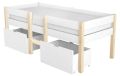 Lit enfant en bois - lit simple - 90 x 190 cm - avec protection anti-chute - avec rangement - sommier à lattes - blanc