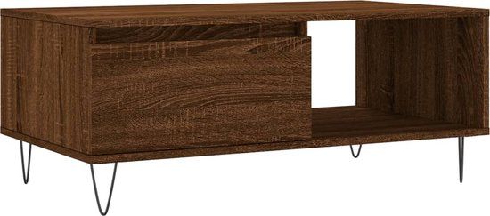 vidaXL Salontafel 90x50x36,5 cm bewerkt hout bruin eikenkleur