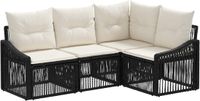 vidaXL Tuinbank Set 4-zits Zwart Polyrattan