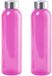 Merkloos / Sans marque Makito Western Europe 2x Stuks glazen waterfles/drinkfles fuchsia roze transparant met Rvs dop 550 ml