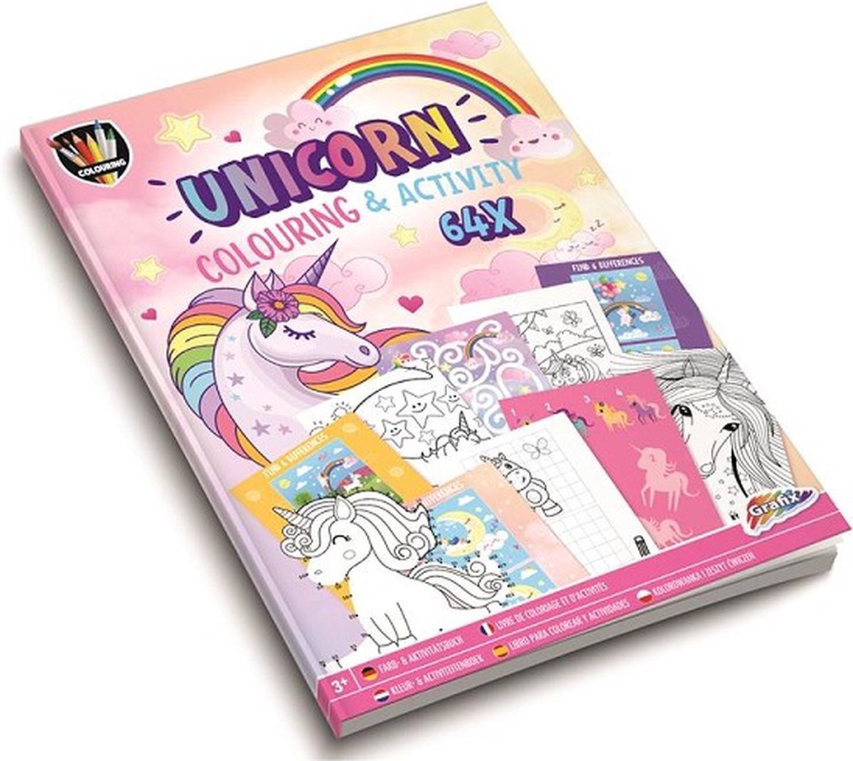 Grafix kleur- en activiteitenboek - Unicorn - A4 - 64 pagina's - Kleuren - Meisjes - Kleurboek - Kinderen - Cadeau - Activiteiten - Boek