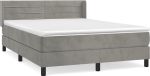 vidaXL Boxspringbed met matras, fluweel, lichtgrijs, 140x190 cm